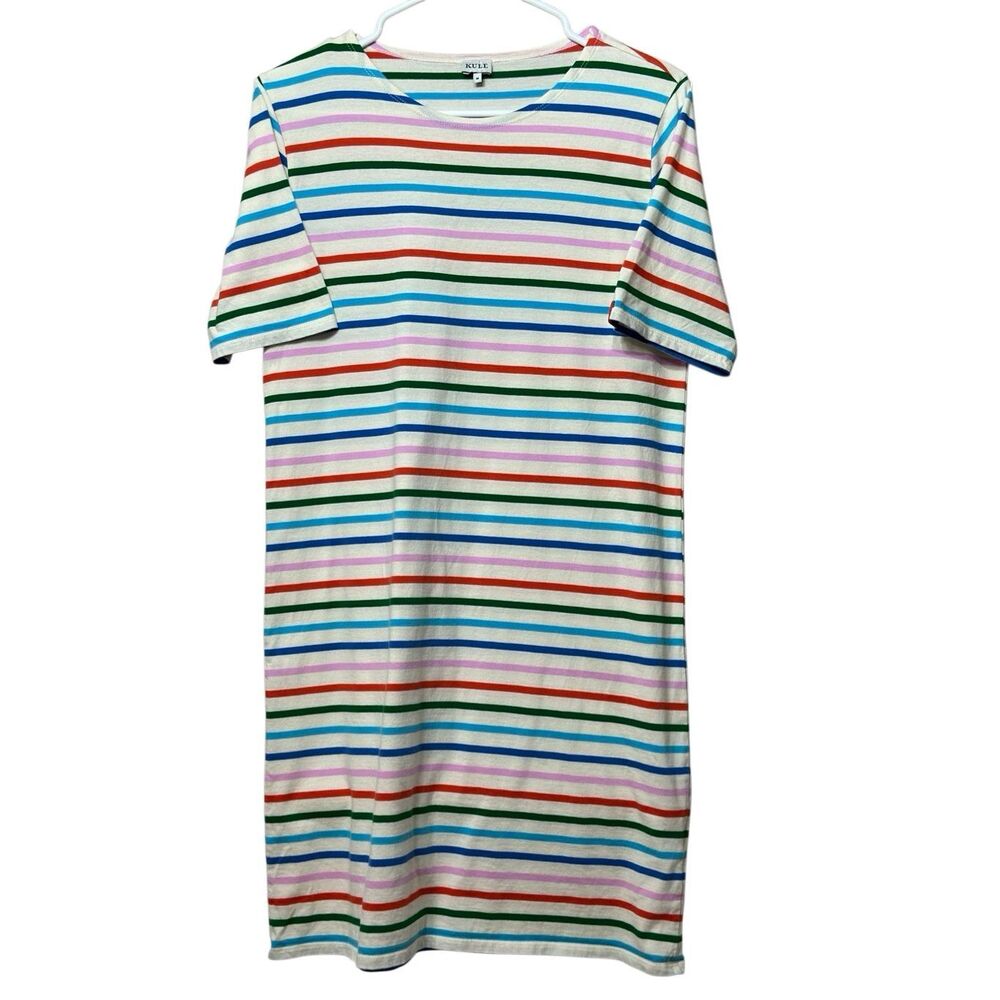Kule Vibrant Stripe Tee Shirt Colorful Mini Dress Women's Medium